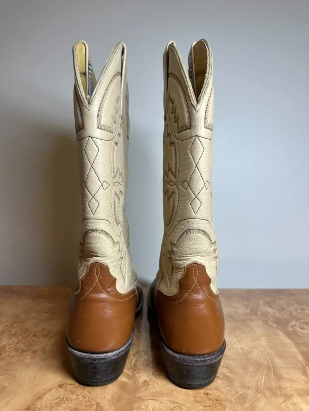 Anderson Bean Men's Cowboy Boots Brown Tan Leather Western Boots Size 9D Rodeo